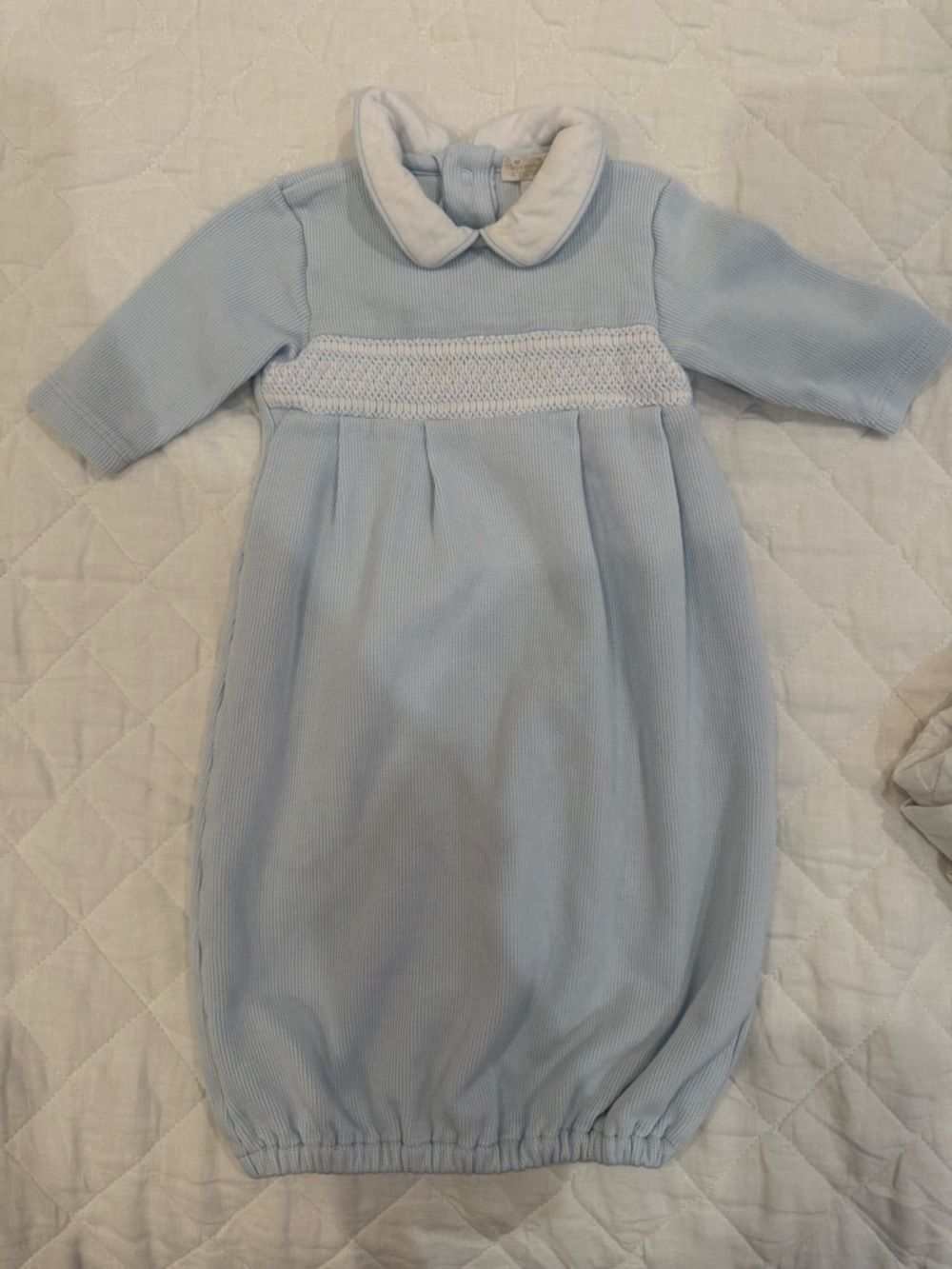 Kissy Kissy Light Blue Knit Gown with White Collar